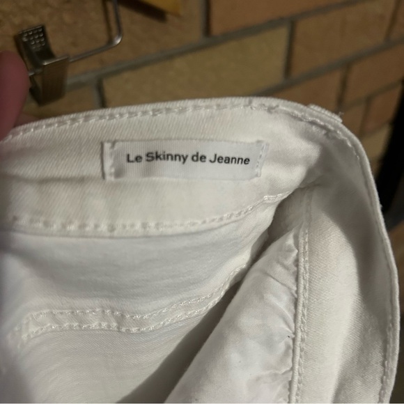 Frame Le Skinny De Jeanne Raw Hem Women’s Ankle Slit Skinny Jeans White Size 24 - Picture 8 of 9